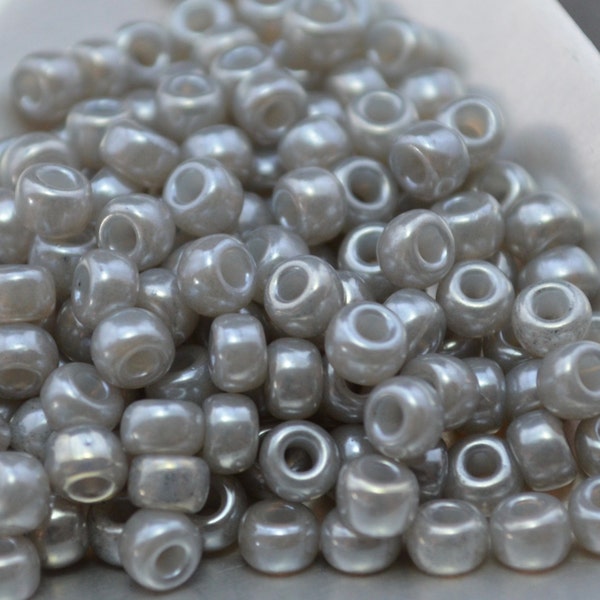 6/0 Japanese Seed Beads - Silver Gray Ceylon 5" round tube Miyuki # 526 (5" round tube, approx 20 grams)