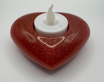 Handcrafted Epoxy Heart Tea Light Holder, Romantic Home Decor