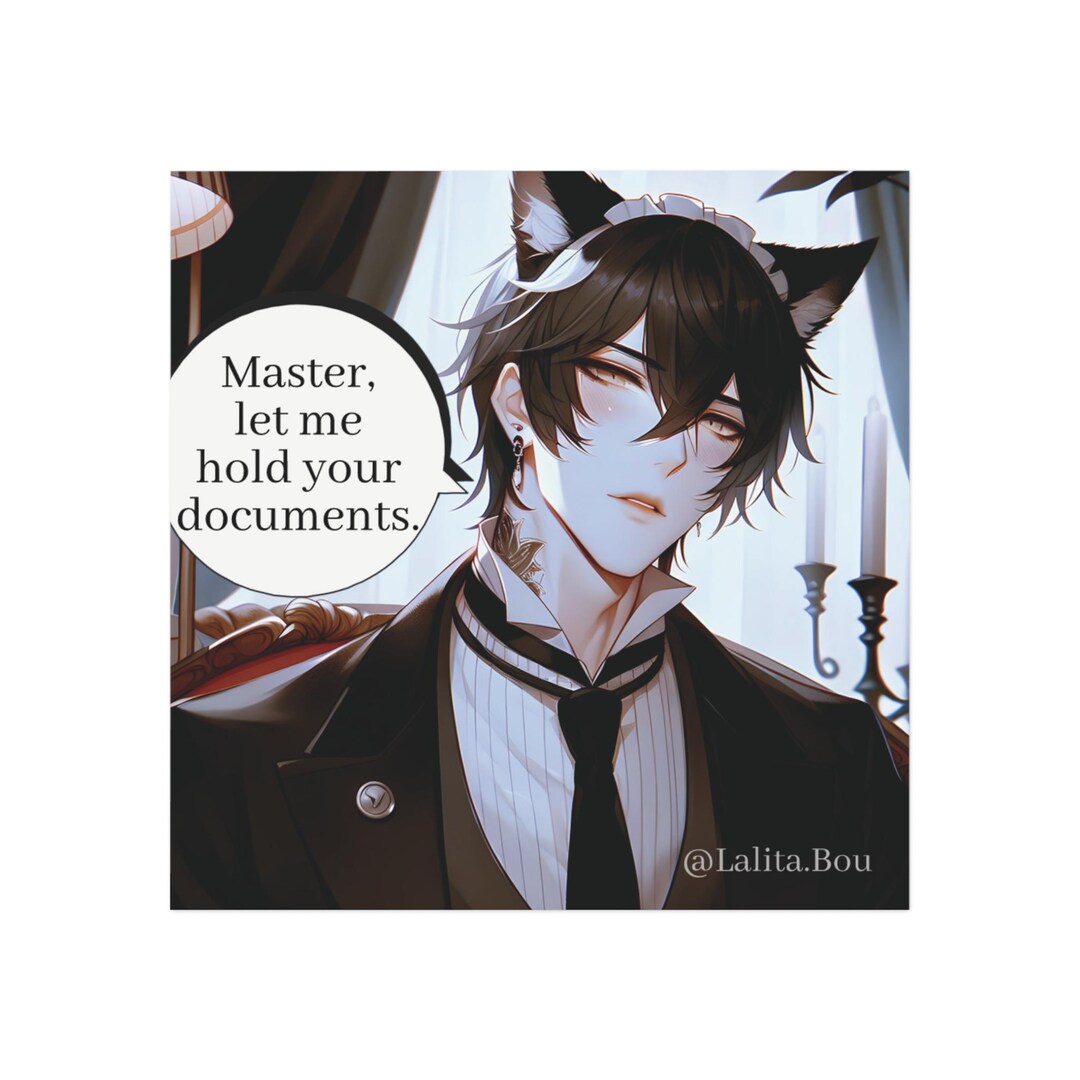 Anime Butler Cat Ears Square Magnet, Refrigerator Magnet, Fridge Magnet ...