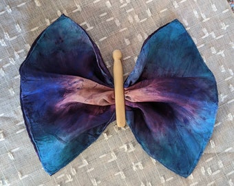 Set of 3 Rainbow Playsilk Butterflies 11 Habotai Silks