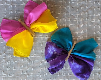 Set of 3 Rainbow Playsilk Butterflies 11 Habotai Silks