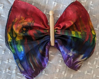Set of 3 Rainbow Playsilk Butterflies 11 Habotai Silks