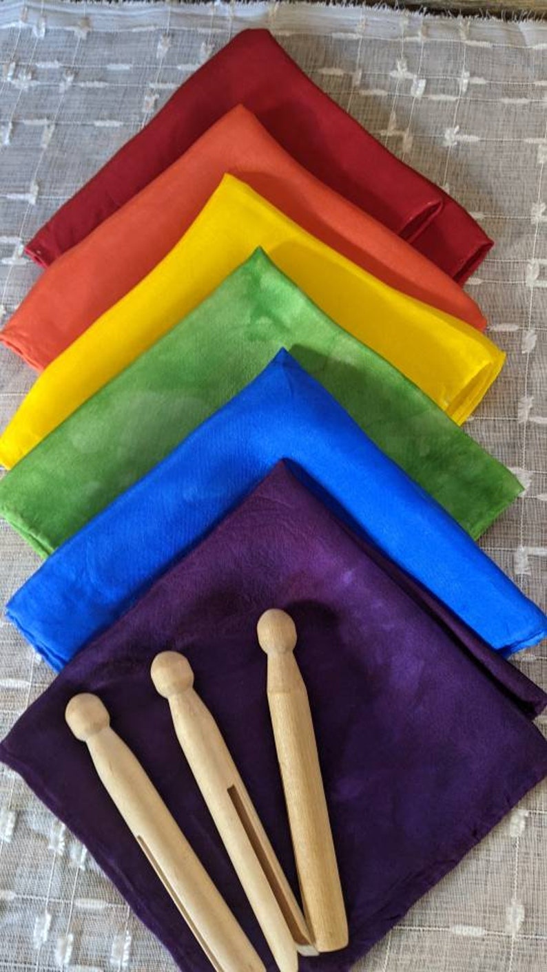 Set of 3 Rainbow Playsilk Butterflies 11 Habotai Silks