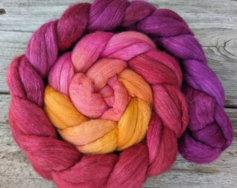 Rambouillet 14.5 Micron Merino Cashmere Bombyx Combed Top - 5 oz - Red Cherry Chile Peppers