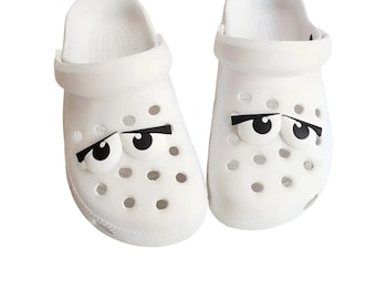 Adornos para zapatos con forma de zueco con expresiones de ojos divertidas en 3D (4 piezas)