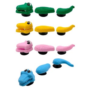 3D Crocodile (3 Piece) Clog Shoe Charm Pin Novelty Shoe Decorations Accessories