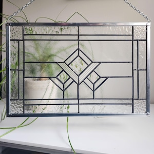 Modern Lines Stained Glass Panel - Clear - Home Decor