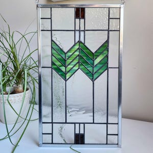Prairie Style Stained Glass Panel in Traditional Colors