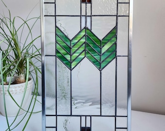 Prairie Style Stained Glass Panel in Traditional Colors