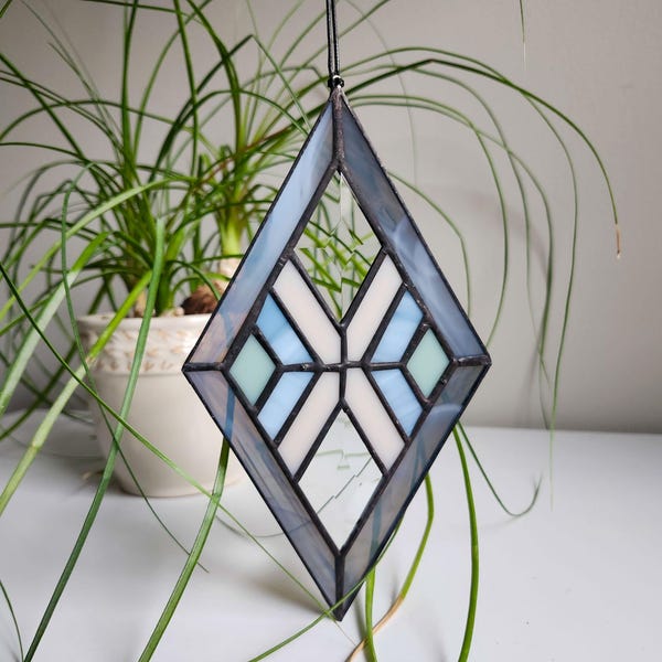 Pastel Art Deco Diamond - Stained Glass - Suncatcher