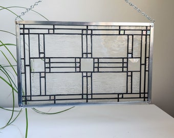 Modern Lines Sized Stained Glass Panel - Home Decor