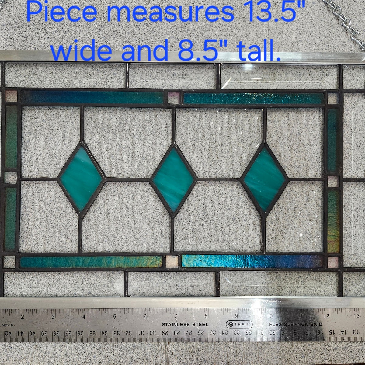 Iridescent Teal Stained Glass Panel - Home Decor - Etsy