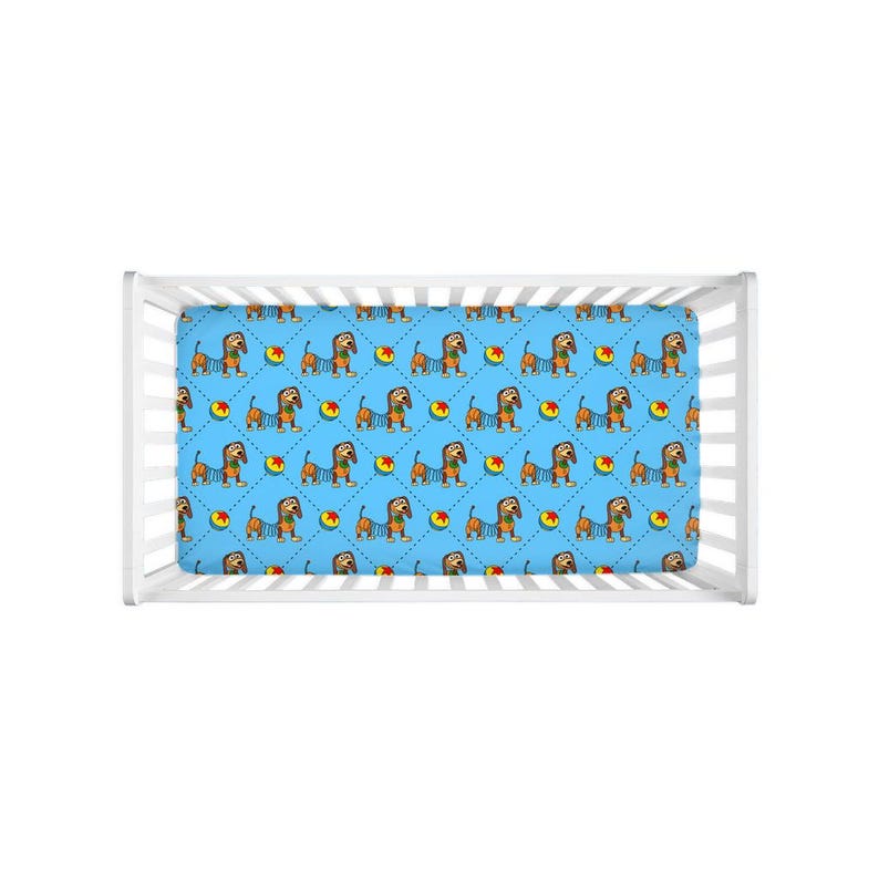 Toy Story Crib Sheet – Woody Buzz Nursery Bedding, Pixar Baby Room Decor, Cowboy Space Baby Shower Gift, Gender Neutral Bedding image 4