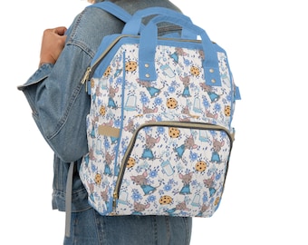 Bolsa de pañales con diseño de galletas "If You Give A Mouse", bolsa clásica para bebé con forma de libro, mochila multifuncional para pañales, regalo para baby shower, regalo para mamá primeriza