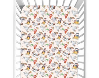 Disney Princess Baby Crib Sheet | Soft Jersey Knit Bedding | Cinderella Belle Ariel Aurora Rapunzel | Princess Nursery Decor