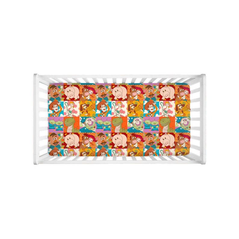 Toy Story Crib Sheet – Woody Buzz Nursery Bedding, Pixar Baby Room Decor, Cowboy Space Baby Shower Gift, Gender Neutral Bedding image 3