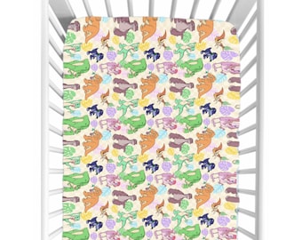 Land Before Time Dinosaur Crib Sheet | Prehistoric Baby Bedding | Soft Jersey Knit Fitted Sheet | Dino Nursery Decor