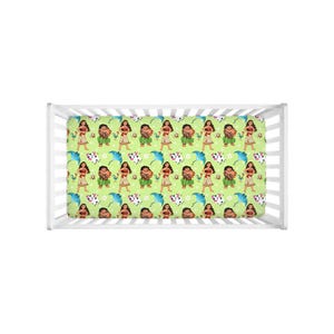 Moana Fitted Crib Sheet – Ocean Island Adventure Baby Bedding, Tropical Disney Nursery Decor image 2