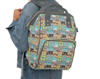 Sac à langer multifonctionnel Pixar • Sac à dos pour bébé avec collage de personnages • Sac à thème animé pour chambre d'enfant