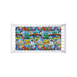 Toy Story Crib Sheet – Woody Buzz Nursery Bedding, Pixar Baby Room Decor, Cowboy Space Baby Shower Gift, Gender Neutral Bedding image 3