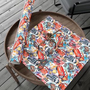 Cars Custom Wrapping Paper – Personalized Gift Wrap Sheets in Satin or Matte Finish | Holiday, Birthday, Wedding, Baby Shower Gift Wrap