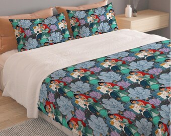 Juego de cama de La Sirenita: suave, transpirable y agradable para la piel.