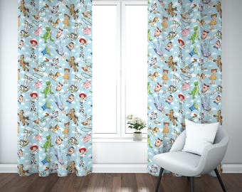 Toy Story Blackout Curtains – Kids Bedroom Window Panels, Pixar Woody & Buzz Nursery Decor, Playroom Drapes, Two Panel Set