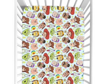 Toy Story Crib Sheet – Woody Buzz Nursery Bedding, Pixar Baby Room Decor, Cowboy Space Baby Shower Gift, Gender Neutral Bedding