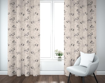 Steamboat Willie Blackout Curtains – 2 Panel Vintage Disney Nursery Set, Classic Mickey Decor