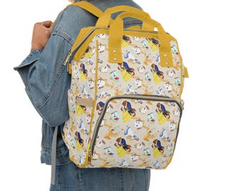 Beauty and the Beast Diaper Bag, Belle Baby Bag, Multifunctional Diaper Backpack, Princess Baby Shower Gift, New Mom Gift