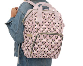 Torba na pieluchy Myszka Minnie, wielofunkcyjna torba dla dziecka, prezent na baby shower Disneya, plecak na pieluchy, prezent dla młodej mamy