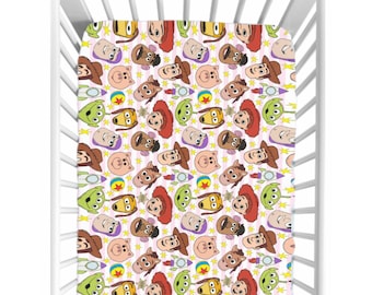 Toy Story Crib Sheet – Woody Buzz Nursery Bedding, Pixar Baby Room Decor, Cowboy Space Baby Shower Gift, Gender Neutral Bedding