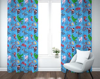 Cortinas opacas de Spiderman (2 paneles) • Cortinas infantiles de superhéroes de Marvel • Paneles de ventana de Spiderman