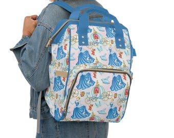 Cinderella Diaper Bag, Princess Baby Bag, Multifunctional Diaper Backpack, Disney Baby Shower Gift, New Mom Gift