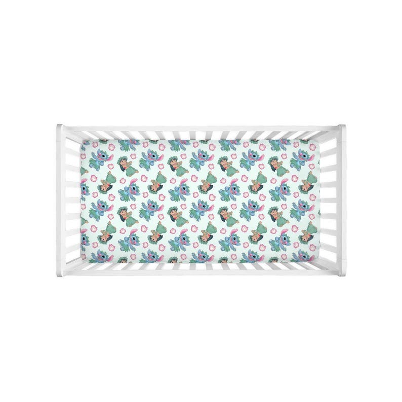 Lilo & Stitch Fitted Crib Sheet – Disney Baby Bedding, Hawaiian Island Nursery Decor, Ohana Theme Gift image 4