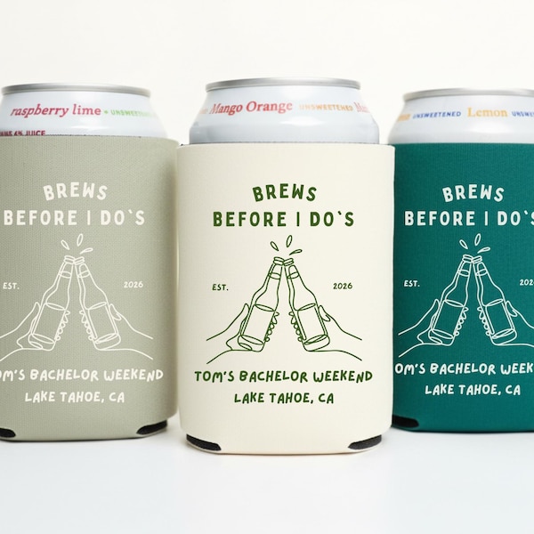 Brews Before I Do Can Cooler: Custom Bachelor Party Favor