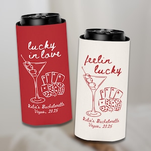 Feeling Lucky Vegas Bachelorette Can Coolers, Lucky in Love Casino Bridal Shower, Vegas Bachelorette, Vegas Girls Trip, Bridal Party Favors