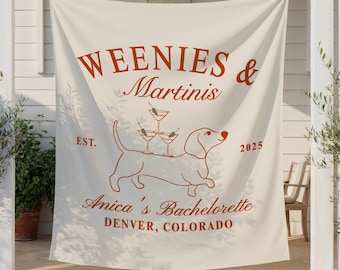 Customizable Dachshund Bachelorette Banner: Weenies and Tinis Bridal Decor
