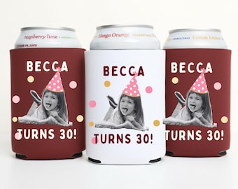 Vintage Photo Birthday Can Cooler: Personalized Party Favor Keepsake, Birthday Vintage Photo