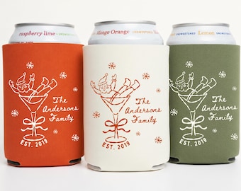 Custom Christmas Family Can Coolers: Holiday Party Favors, Winter Bachelorette Favors (2026)