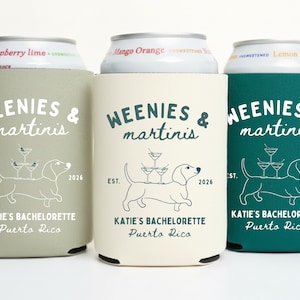 Fundas para bebidas Martinis & Weenies: Fundas para bebidas de despedida de soltera