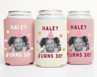 Vintage Photo Birthday Can Cooler: Personalized Party Favor Keepsake, Birthday Vintage Photo