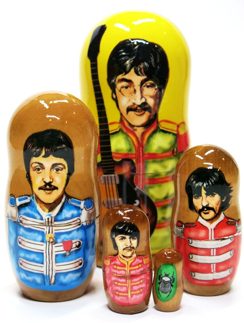 The Beatles Sgt. Pepper Portrait Russian Nesting Doll 5Piece Etsy