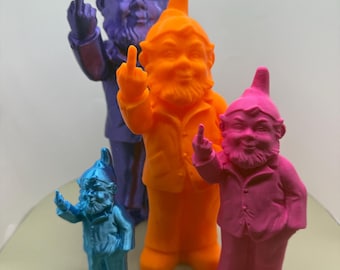 Rude Gnome, Middle Finger Gnome, Offensive Garden Decor, Humorous Desk Companion, Unique Housewarming Gift, Prank Gift for Adults