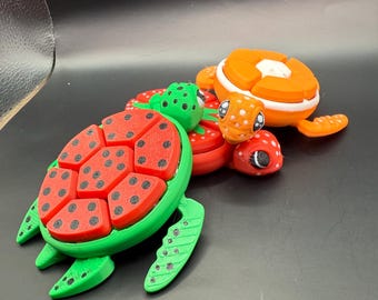 Fruktsköldpadda Fidget-nyckelring med Klicker – 3D-printad fidgetleksak för stresslindring och kul i alla åldrar!