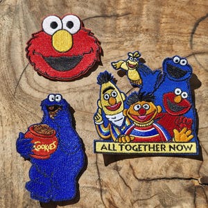 Elmo Cookie Monster Bert Ernie Iconic Kids TV Show Characters Iron On Embroidery Patch Souvenir Gift
