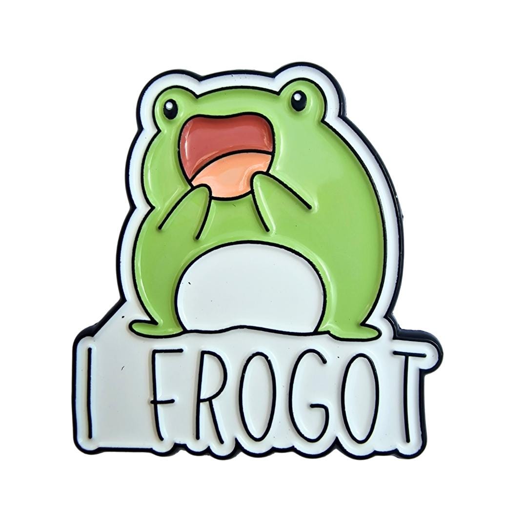Forgetful Frog Enamel Pin, Mental Health Badge - Etsy