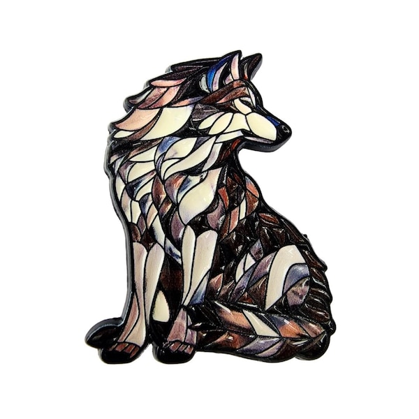 White Wolf Enamel Pin, Wildlife Badge