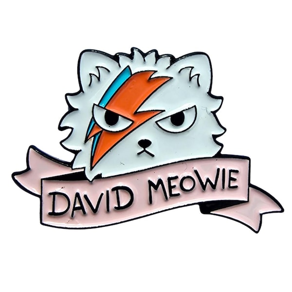 David Bowie Enamel Pin, Cat Badge