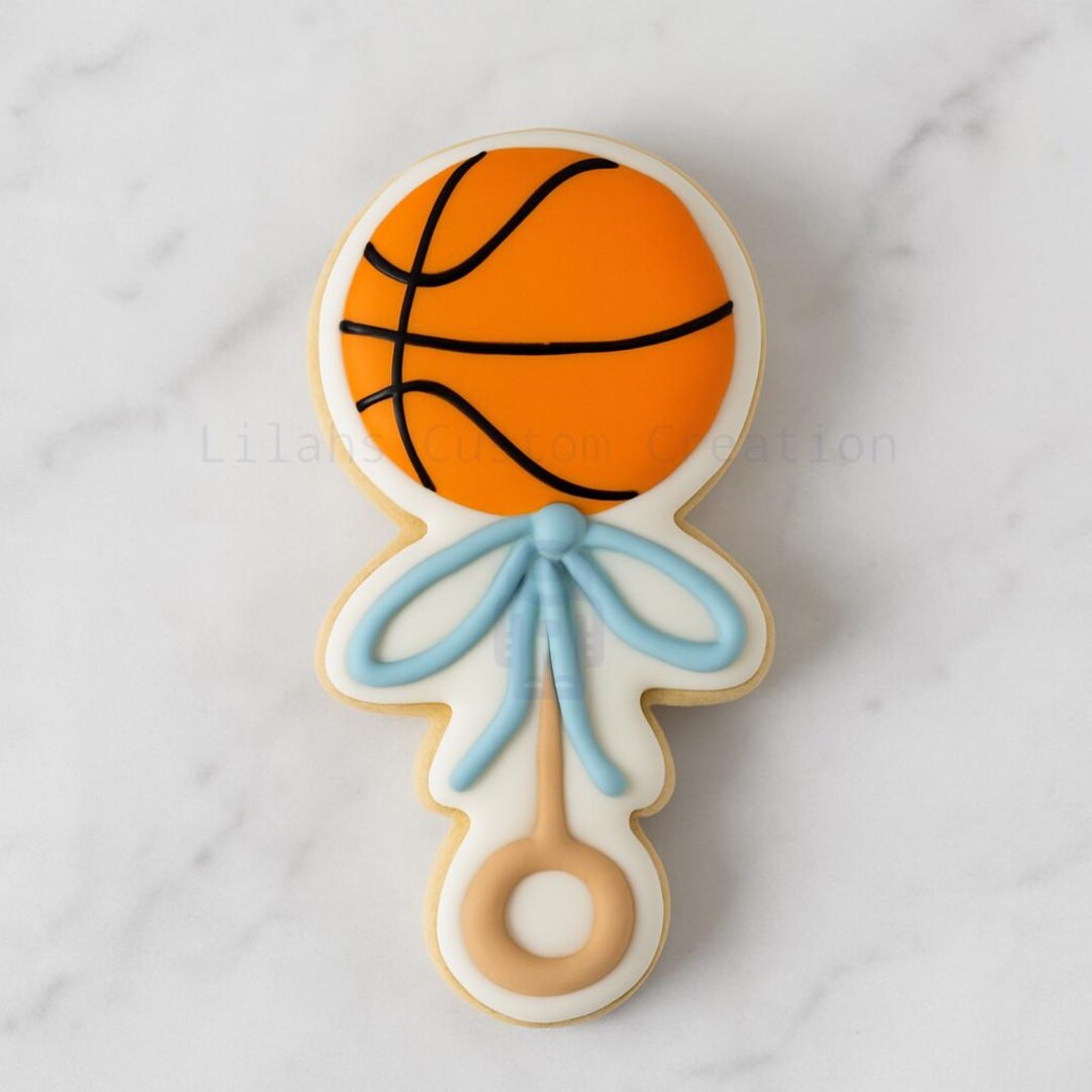 Baby Rattle Cookie Cutter - Basketball Theme, Gender Reveal (4